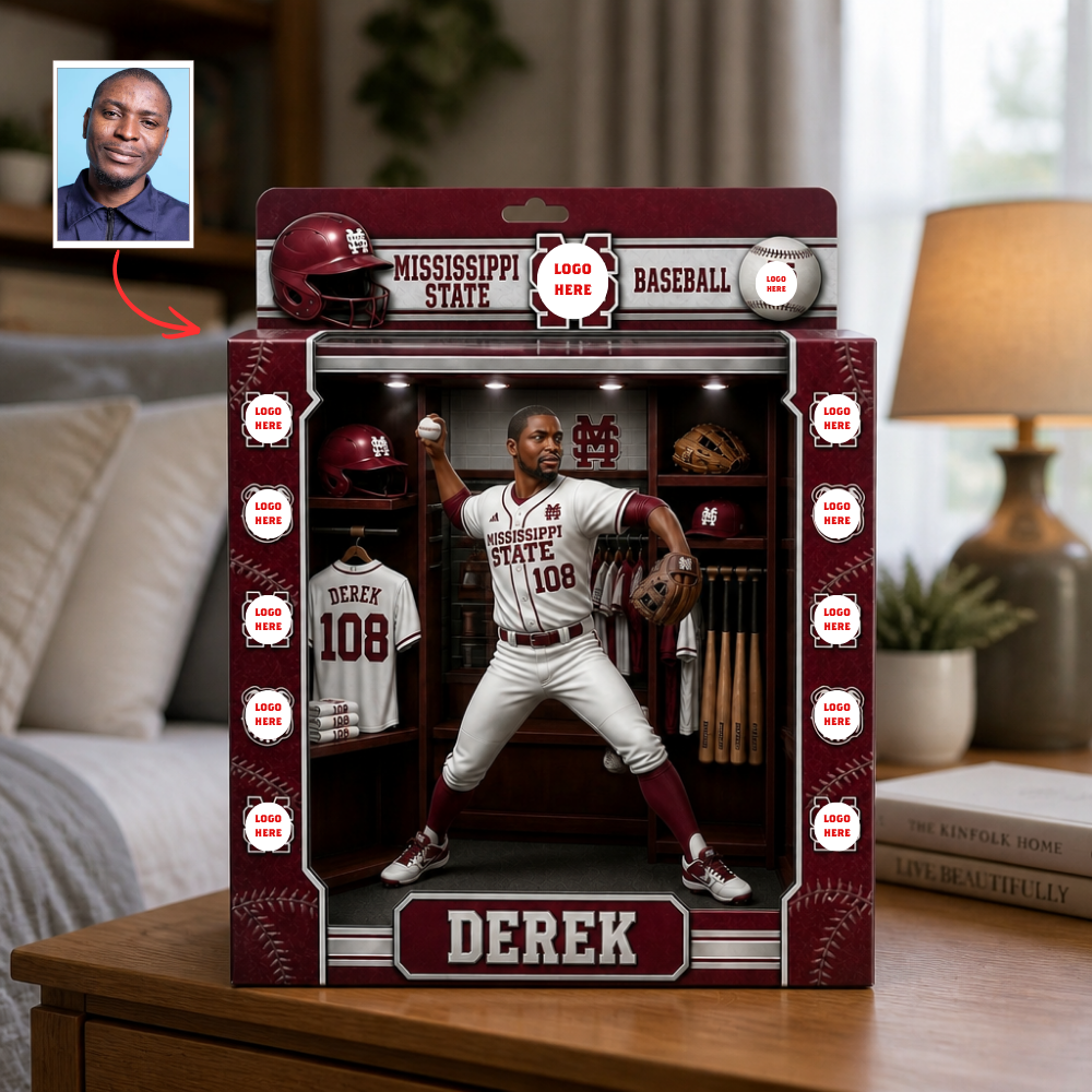 Custom Photo Varsity Baseball Box Plaque - Personalized Collegiate Locker Room Alumni Gift