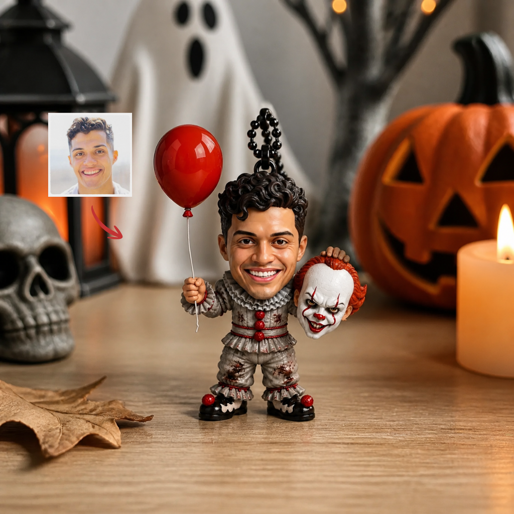 Custom Photo Horror Keychain, Personalized Chibi Character Gift, Horror Fan Keepsake hn28072026