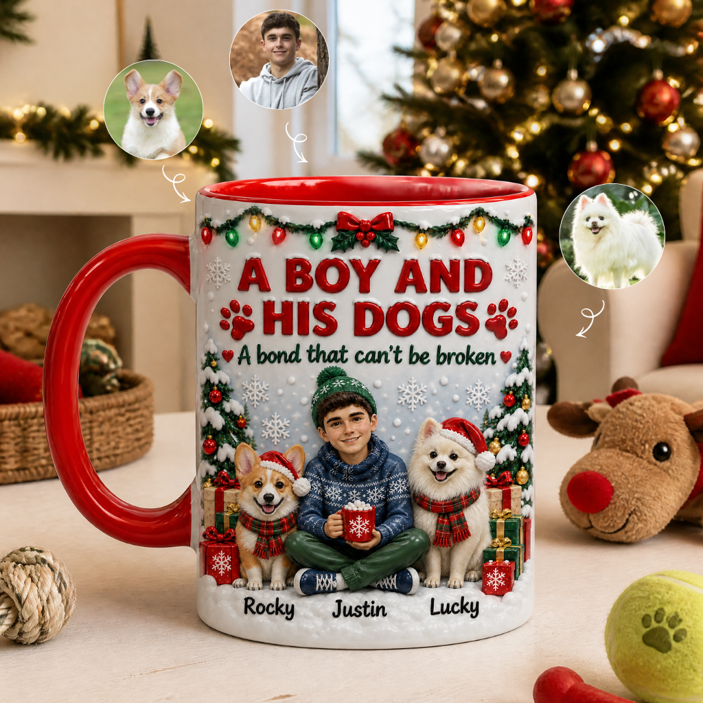 Custom Christmas Pet Mug With Photo and Name, Personalized Holiday Coffee Cup, Gift for Dog Lovers and Pet Parents hn18092026