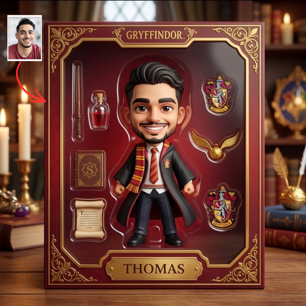 Personalized Magic School Plaque with Photo & Name – Custom Wizard Character Gift