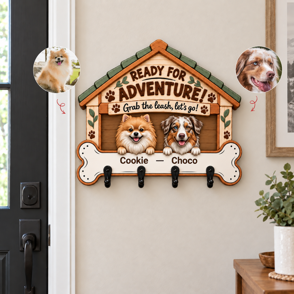 Custom Pet Key Hanger With Photo and Name, Personalized Dog Wall Decor, Gift for Pet Lovers and Pet Parents hn03102026