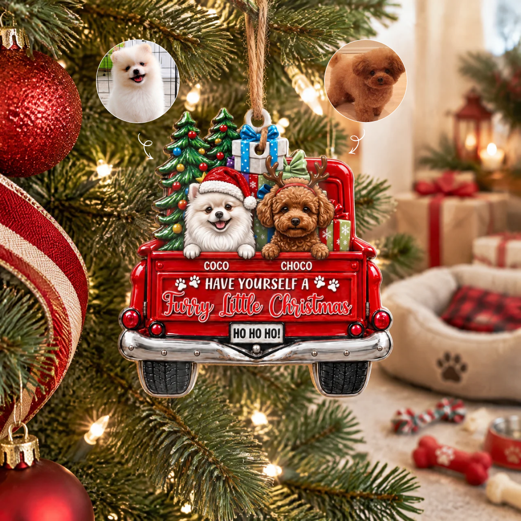 Custom Christmas Pet Ornament With Photo and Name, Personalized Dog Holiday Tree Decoration, Gift for Pet Lovers and Pet Parents hn05102026