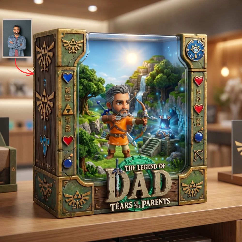Custom Photo Plaque for Dad, Legend of Dad Personalized Gift, Fantasy Game Style Dad Plaque, Father’s Day Gift, Birthday Gift for Dad