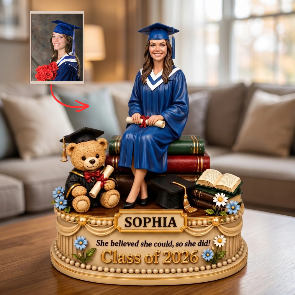 Custom Graduation Photo Plaque, Personalized Graduation Figurine Plaque, Class of 2026 Gift, Custom Name Graduate Gift, Senior Keepsake