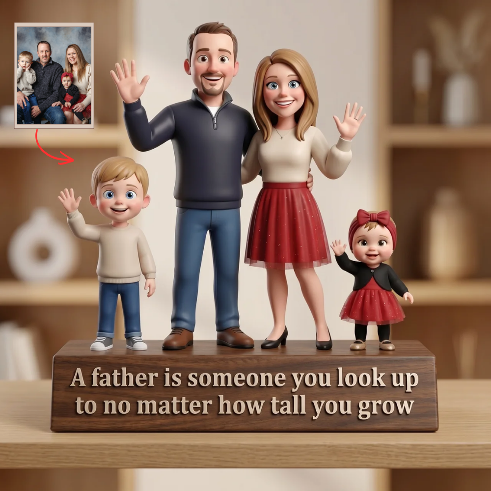 Custom Family Photo Plaque for Dad, Personalized Cartoon Family Plaque, Gift for Dad, Father’s Day Gift, Family Keepsake Gift