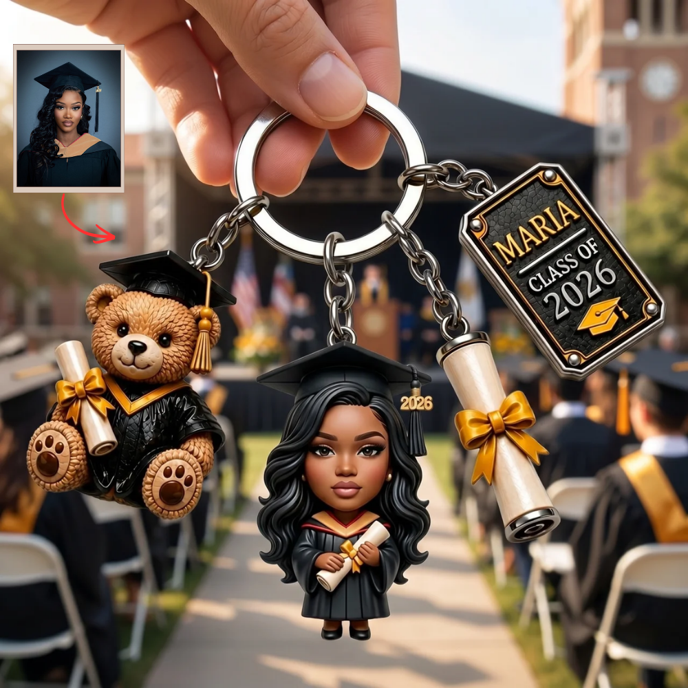 Custom Graduation Photo Keychain, Personalized Class of 2026 Keychain, Custom Name Graduation Gift, Senior Gift, Gift for Graduate