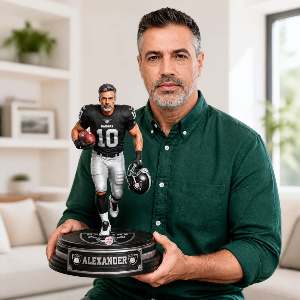Custom Photo Name NFL Figurine, Personalized Player Collectible, Gift for Football Fans hn21072026