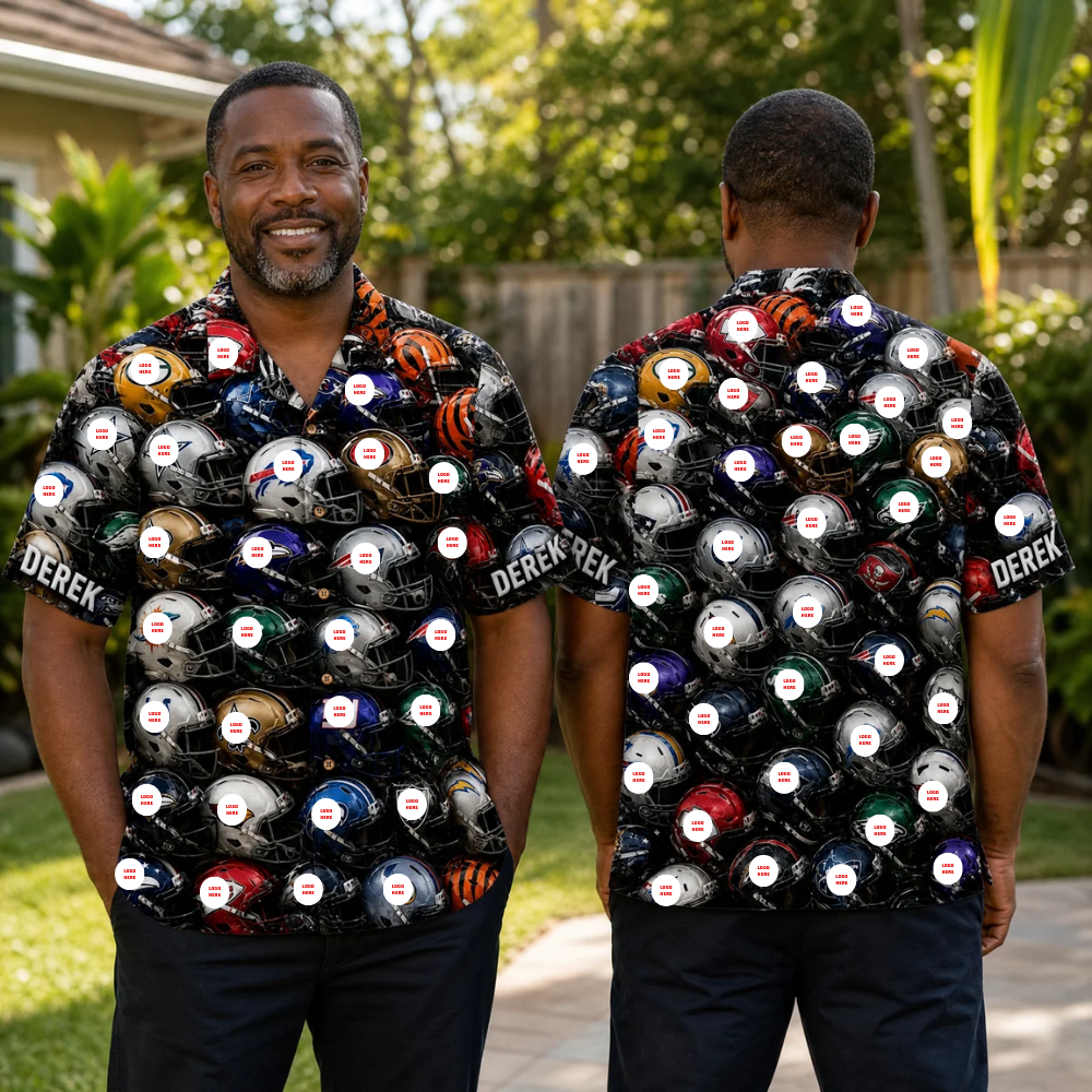 Custom Name Pro Gridiron Helmet Hawaiian Shirt - Personalized Football Tailgate Hawaiian Shirt