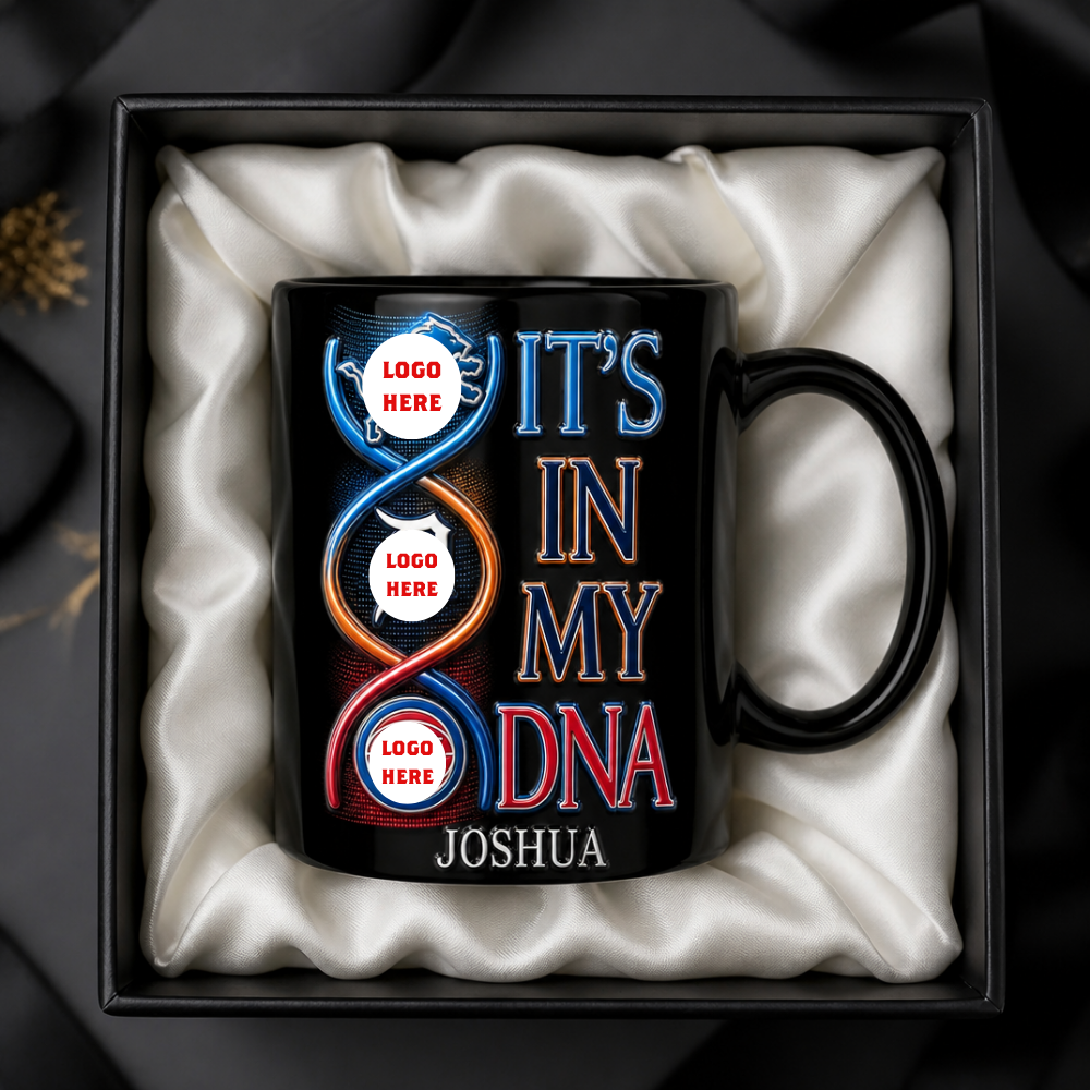 Custom Name "It's In My DNA" City Sports Mug - Personalized Hometown Athletics Fan