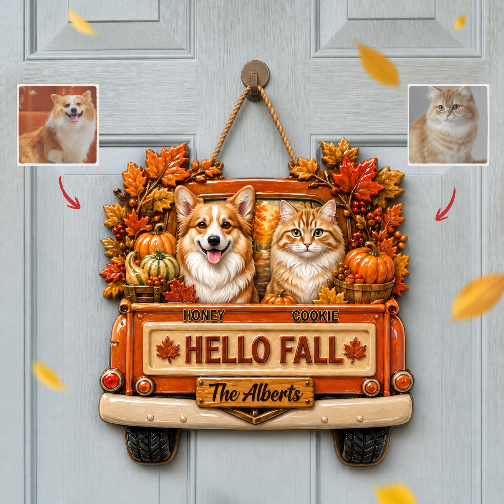 Custom Photo Name Pet Door Hanger, Personalized Dog and Cat Welcome Sign, Gift for Pet Lovers hn08082026