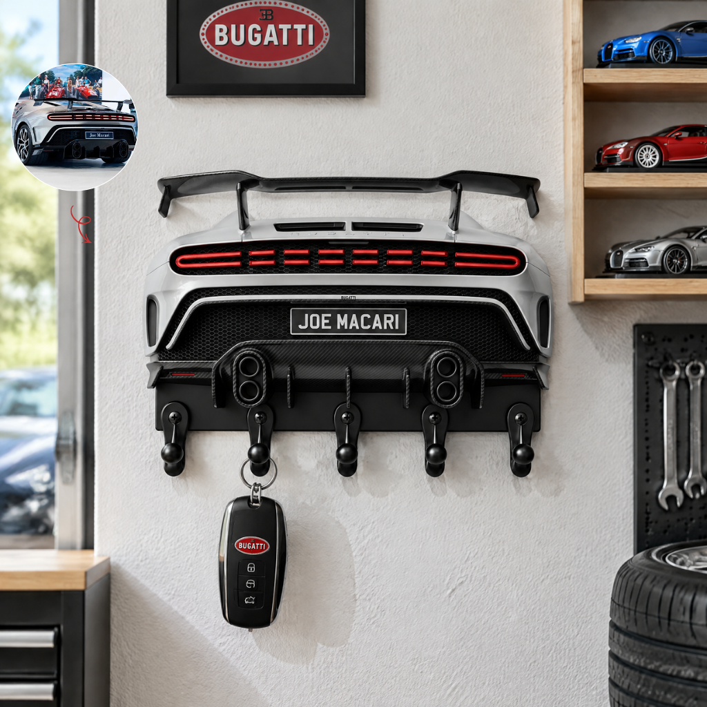Custom Modern Car Key Hanger With Name, Personalized Garage Wall Decor, Gift for Car Lovers, Auto Enthusiasts and Collectors hn09102026