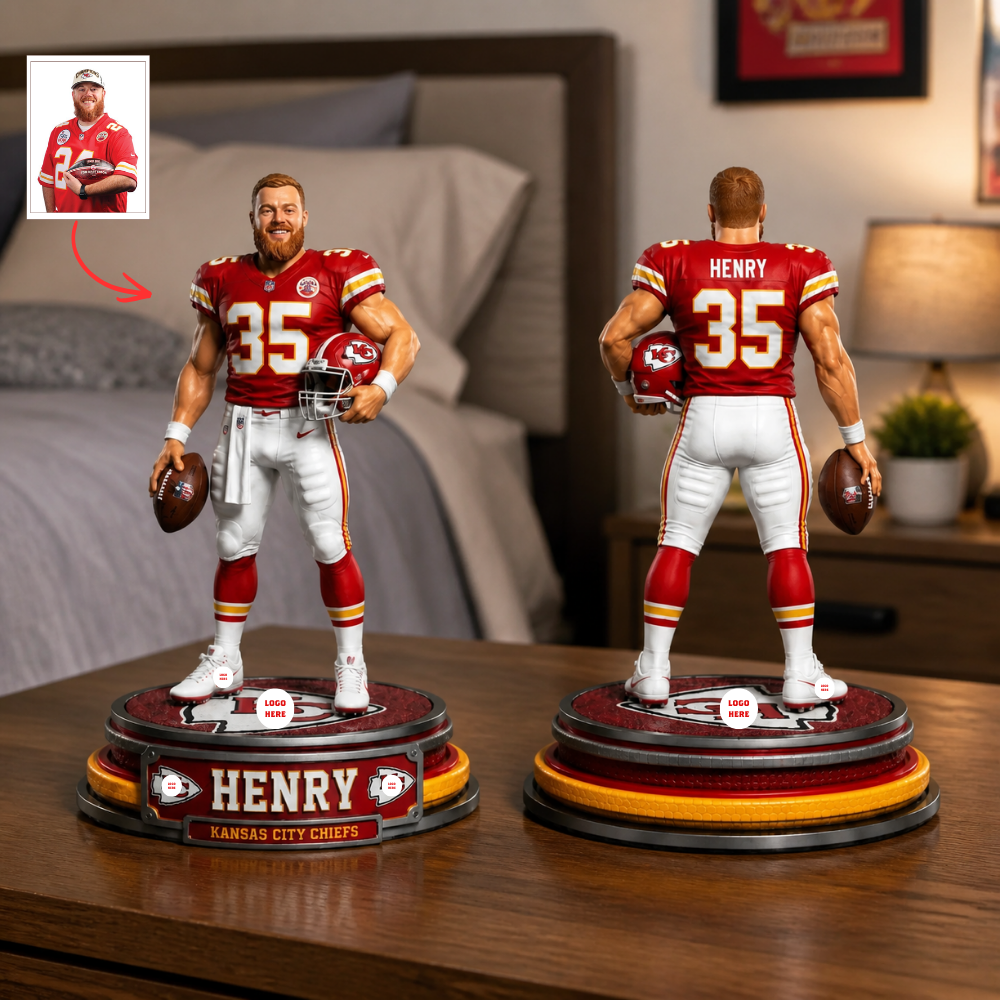 Custom Photo Name NFL Figurine, Personalized Player Collectible, Gift for Football Fans hn21072026