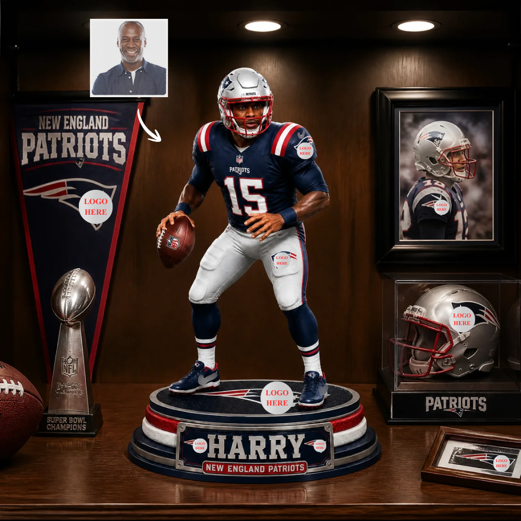 Custom Photo Name NFL Figurine, Personalized Player Collectible, Gift for Football Fans hn21072026