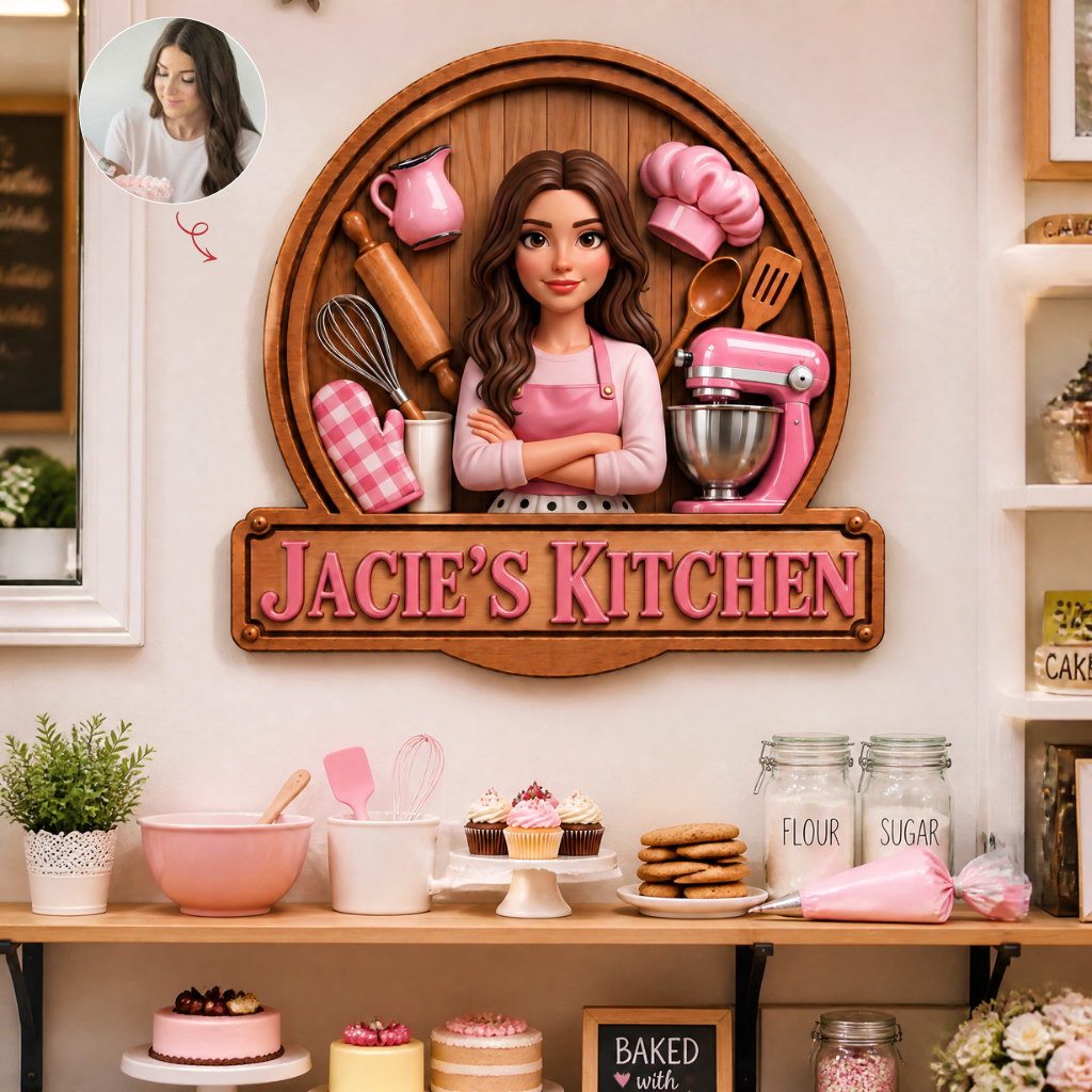 Custom Baker Metal Sign With Photo and Name, Personalized Kitchen Wall Decor, Gift for Bakers and Baking Lovers hn28092026thg