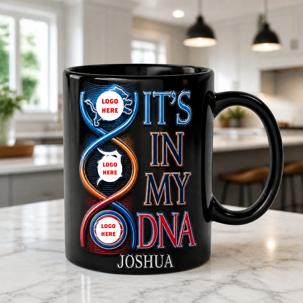 Custom Name "It's In My DNA" City Sports Mug - Personalized Hometown Athletics Fan