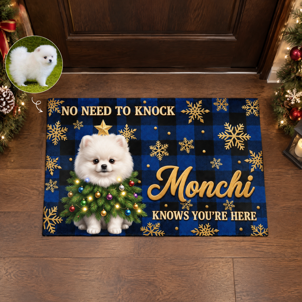 Custom Christmas Pet Rug With Photo and Name, Personalized Holiday Dog Rug, Gift for Pet Lovers, Dog Owners and Animal Fans hn13102026tp