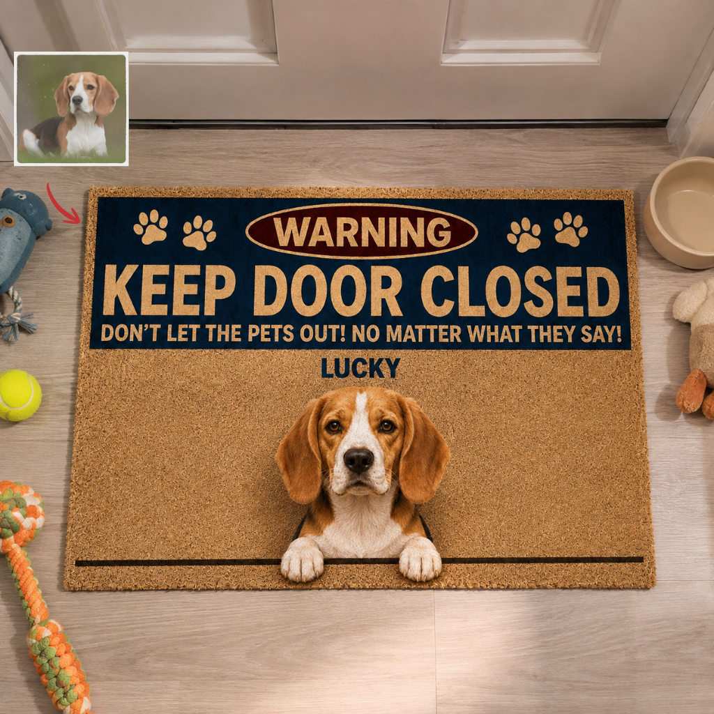 Custom Pet Photo Name Rug, Personalized Dog Door Mat, Gift for Pet Lovers and Dog Owners hn21082026