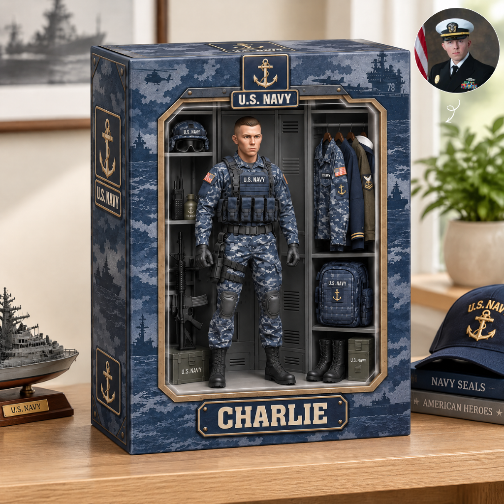 Custom Military Box Plaque With Photo and Name, Personalized Soldier Display Case, Gift for Veterans, Service Members and Military Families hn14102026