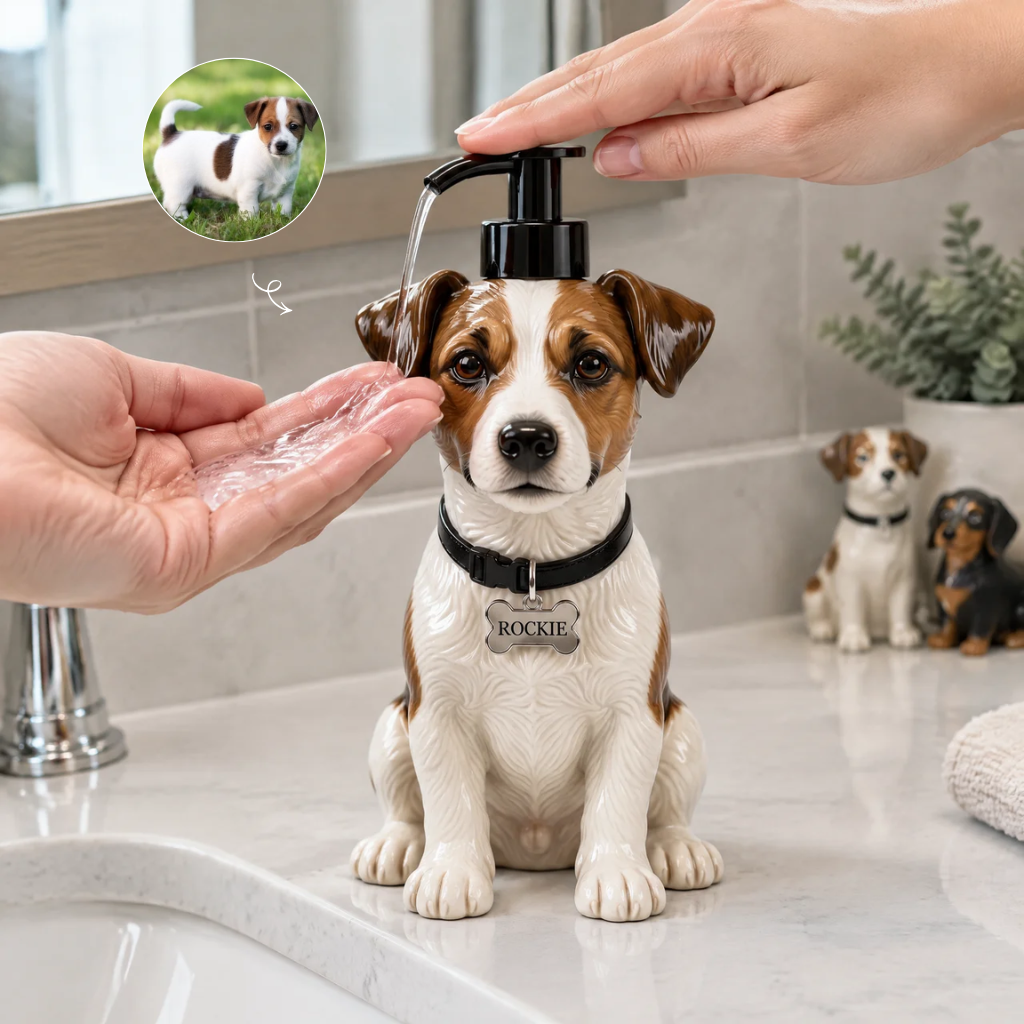 Personalized Dog Soap Dispenser With Custom Pet Photo and Name, Cute Dog Bathroom Decor, Unique Gift for Pet Lovers hn23102026