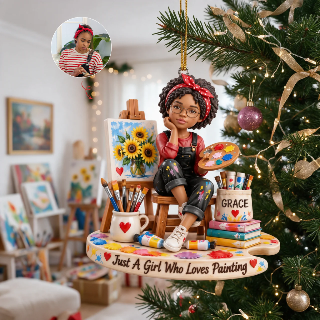 Custom Painting Christmas Ornament With Photo and Name, Personalized Artist Holiday Decoration, Gift for Painting Lovers and Artists hn06102026