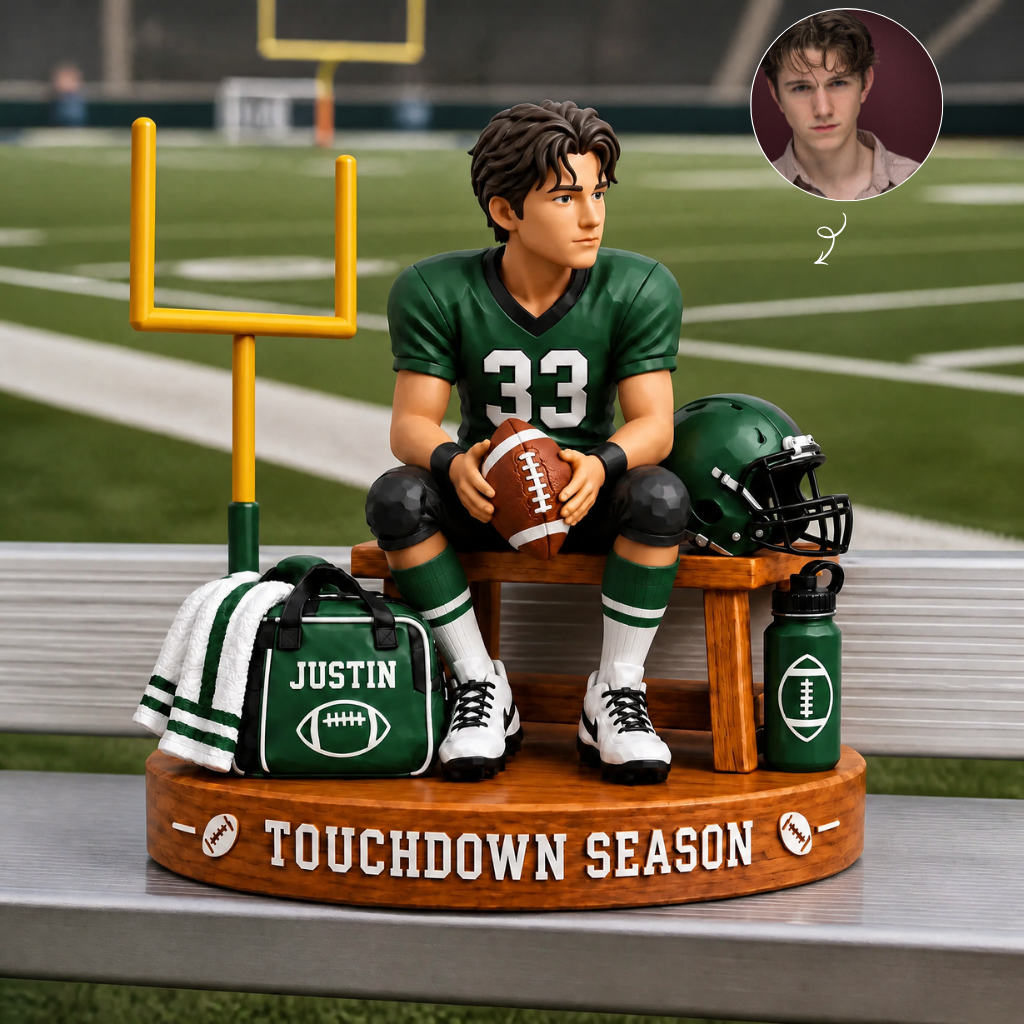 Custom Football Player Plaque With Photo and Name, Personalized Sports Display Statue, Gift for Football Fans and Athletes hn02102026