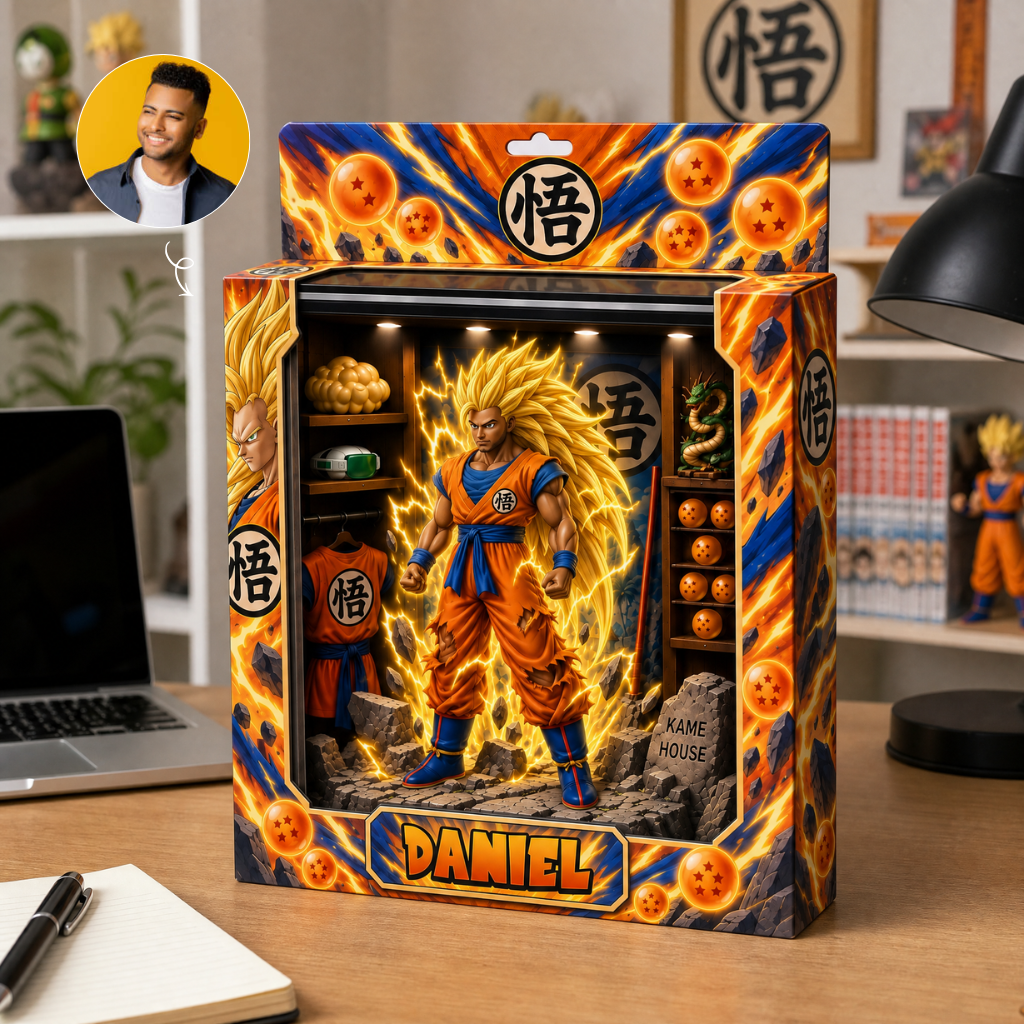 Custom Anime Fighter Box Plaque With Photo and Name, Personalized Action Character Display, Gift for Anime Fans and Collectors hn12092026