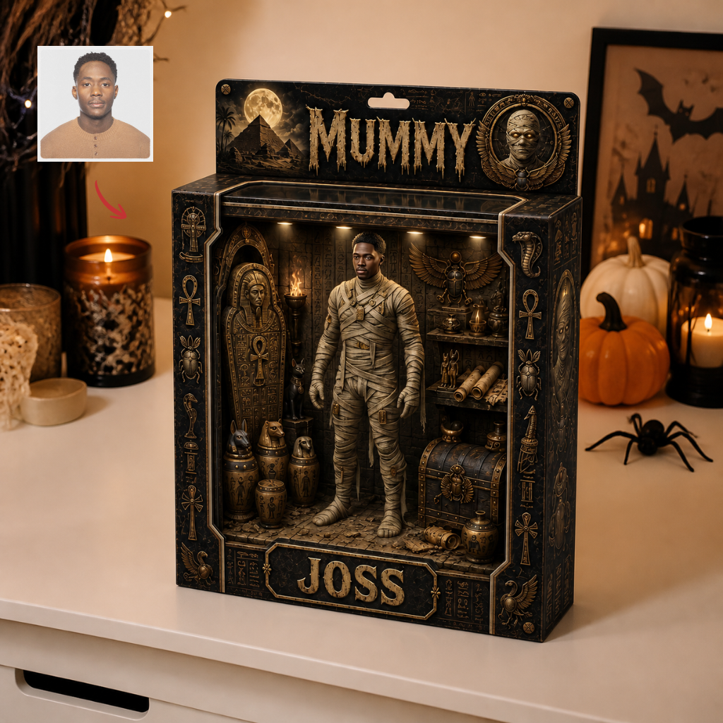 Custom Photo Name Box Plaque, Personalized Horror Character Display, Halloween Gift for Horror Fans hn05082026