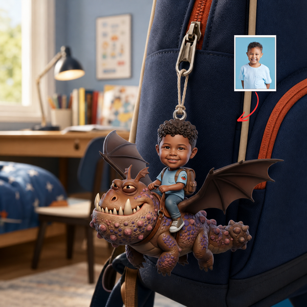 Custom Cartoon Photo Car Hanging - Personalized Kids Backpack Charm