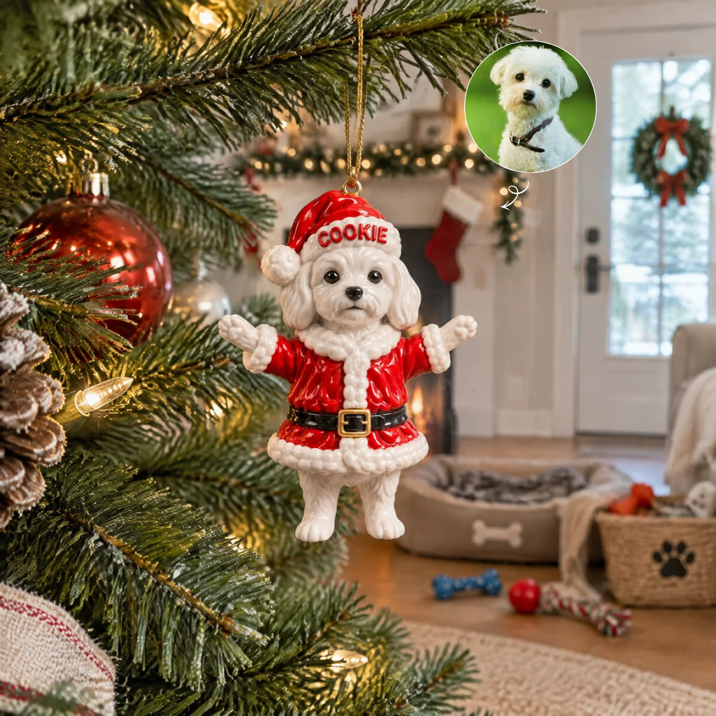 Personalized Christmas Dog Ornament With Custom Photo And Name, Gingerbread Puppy Holiday Tree Decor, Unique Gift for Pet Lovers hn22102026