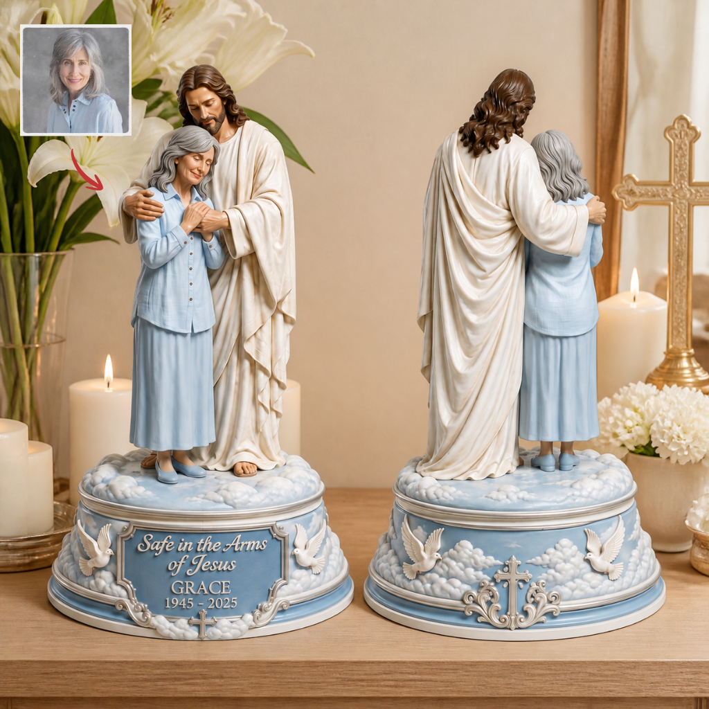 Custom Photo Name Memorial Figurine, Personalized Memorial Keepsake Statue, Gift for Family hn12082026