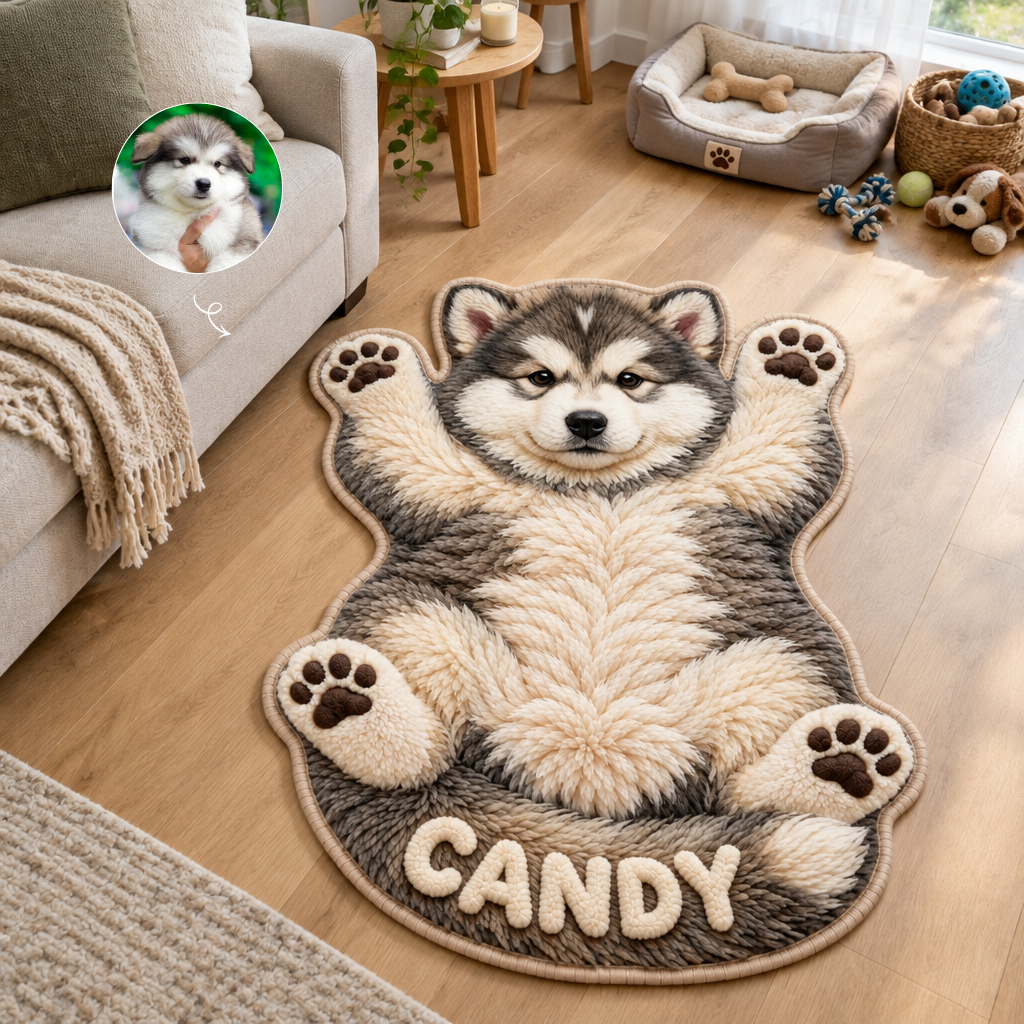 Custom Dog Rug With Name, Personalized Puppy Tufted Rug, Cute Pet Floor Decor, Unique Gift for Dog Lovers and Pet Parents hn15102026
