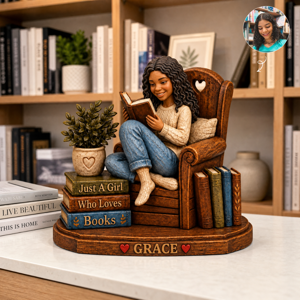 Custom Book Lover Plaque With Photo and Name, Personalized Reading Decor Display, Gift for Book Lovers and Readers hn14092026