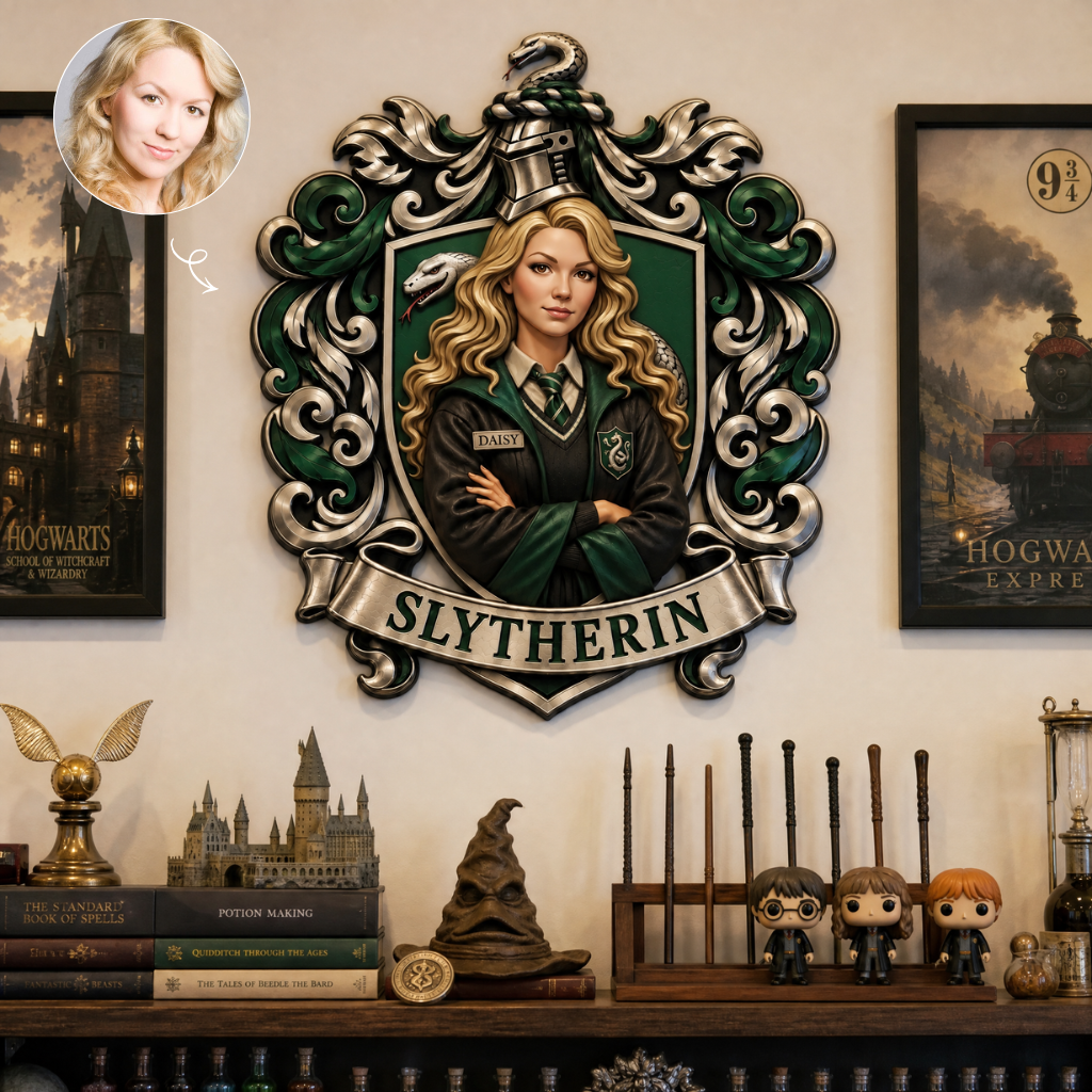 Custom Magic School Metal Sign With Photo and Name, Personalized Fantasy Wall Decor, Gift for Wizard Fans and Fantasy Lovers hn23092026thg