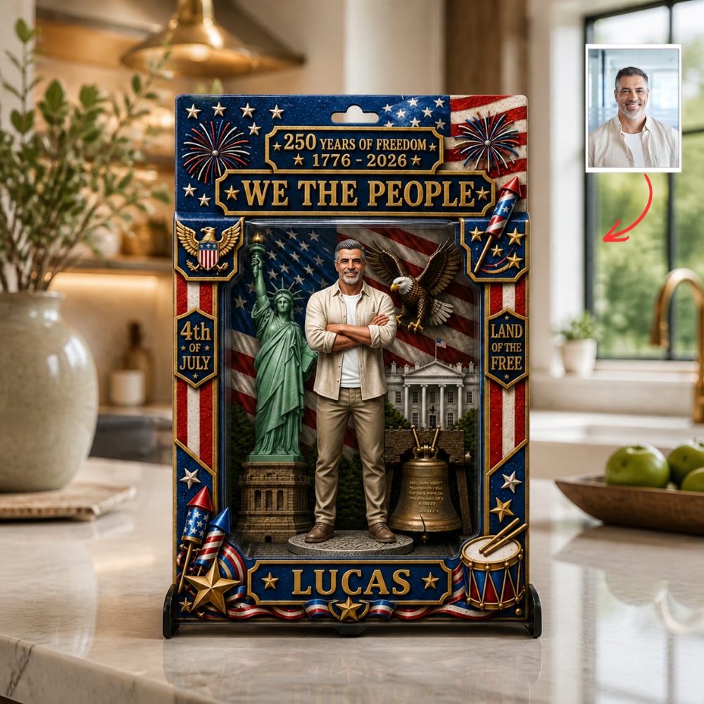 Custom Name 250th Anniversary Patriotic Plaque Box- 1776-2026 4th of July Gift
