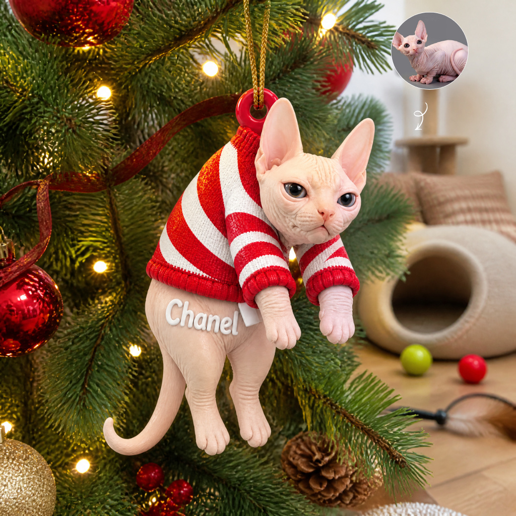 Custom Cat Christmas Ornament With Photo and Name, Personalized Pet Holiday Decoration, Gift for Cat Lovers and Pet Parents hn18092026