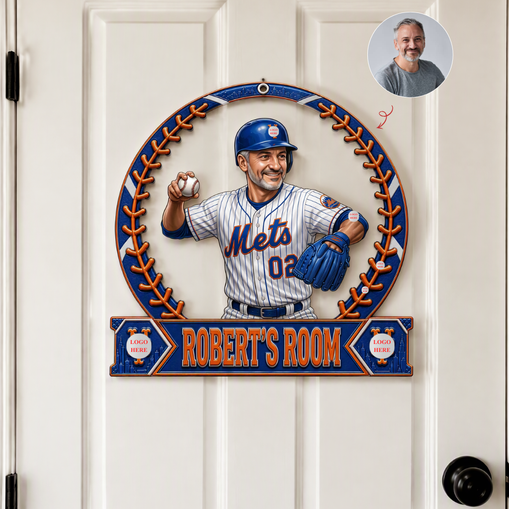 Custom Baseball Metal Sign With Photo and Name, Personalized Sports Wall Decor, Gift for Baseball Fans and Sports Lovers hn24092026