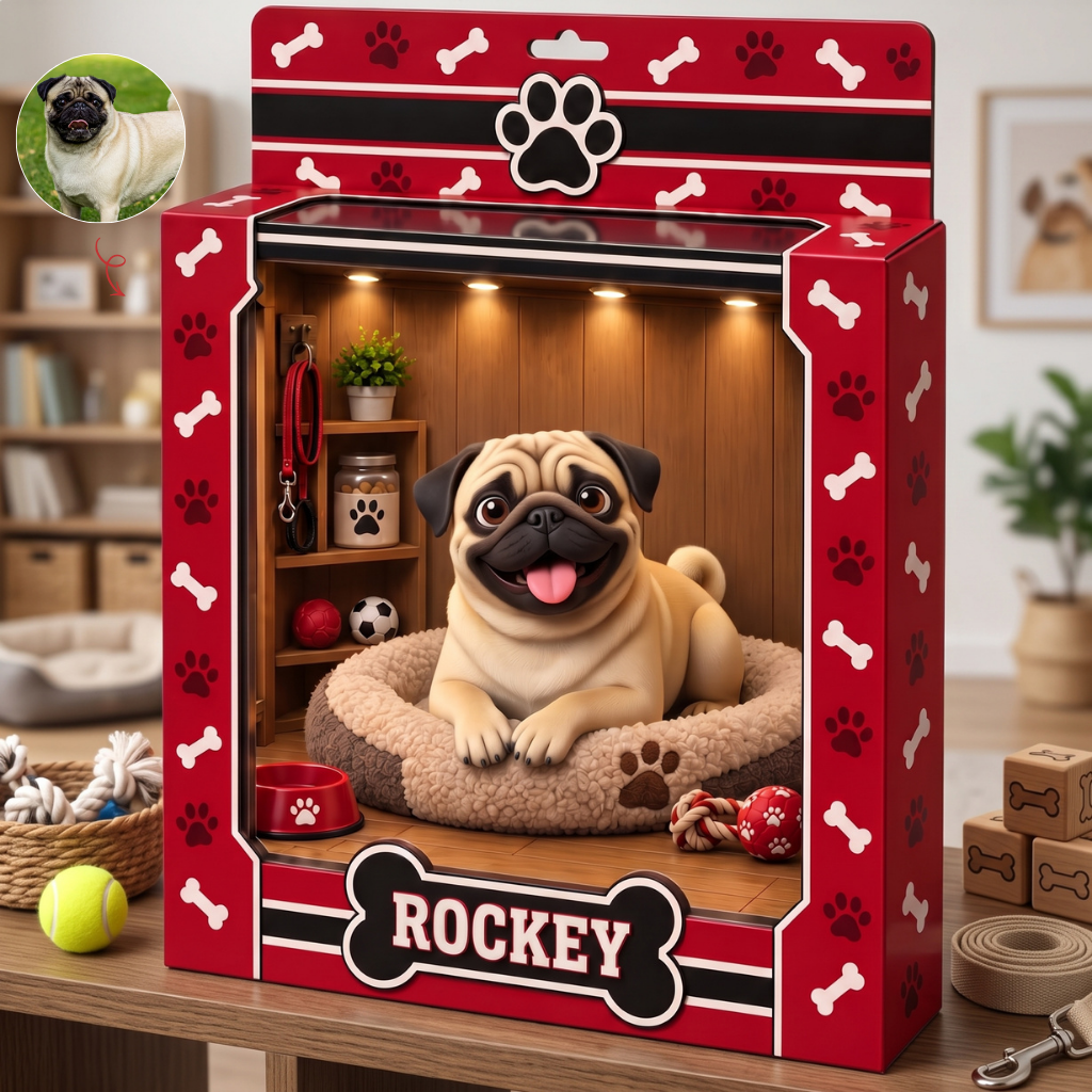 Custom Dog Box Plaque With Photo and Name, Personalized Pet Memorial Style Display Decor, Gift for Dog Lovers and Pet Parents hn14092026