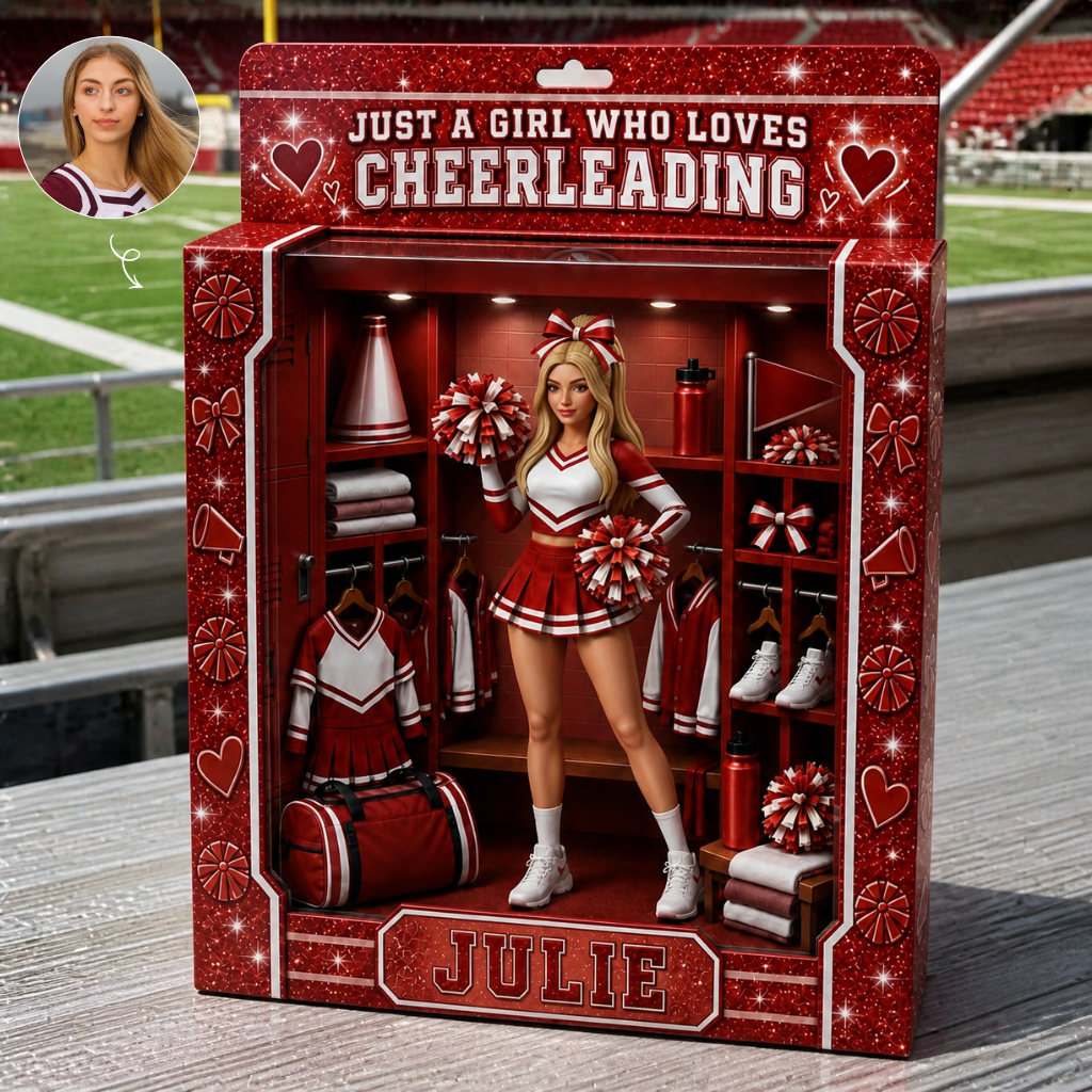 Custom Cheerleading Box Plaque With Photo and Name, Personalized Cheerleader Collectible Decor, Gift for Cheerleaders and Sports Fans hn28092026