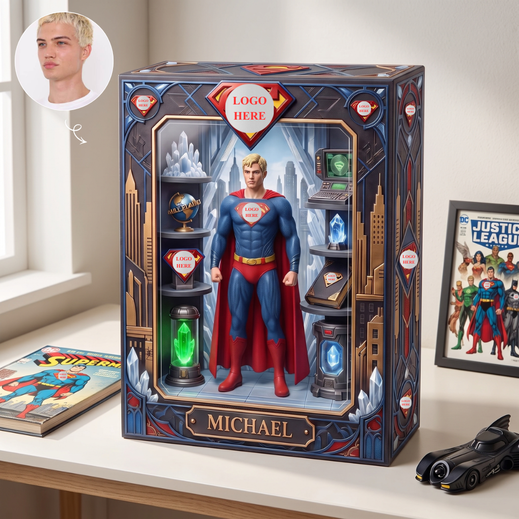 Custom Superhero Box Plaque With Photo and Name, Personalized Comic Style Display Case, Gift for Superhero Fans, Collectors and Comic Lovers hn13102026