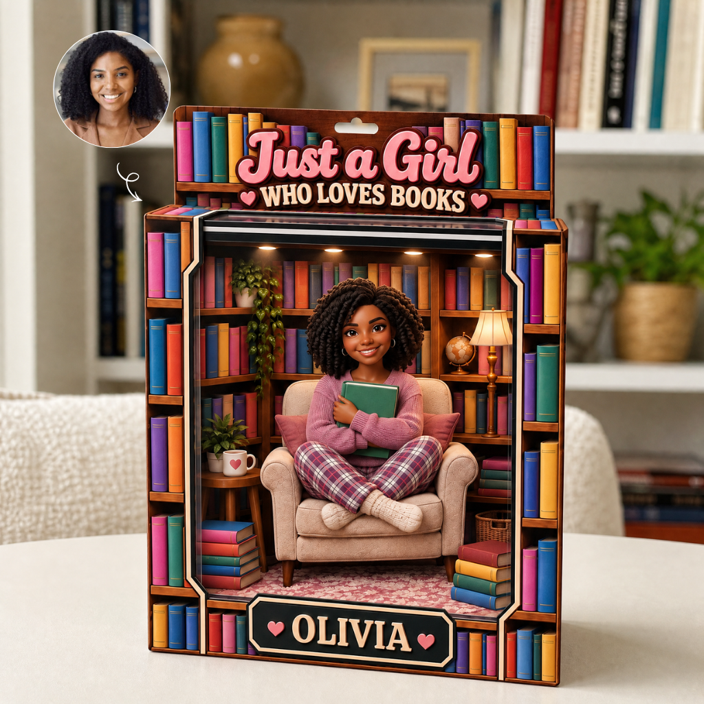 Custom Book Lover Box Plaque With Photo and Name, Personalized Reading Room Display Decor, Gift for Book Lovers and Readers hn19062026