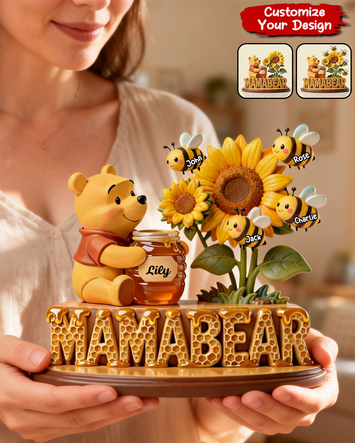 Custom Mama Bear Family Custom Shape– Personalized Gift for Mom