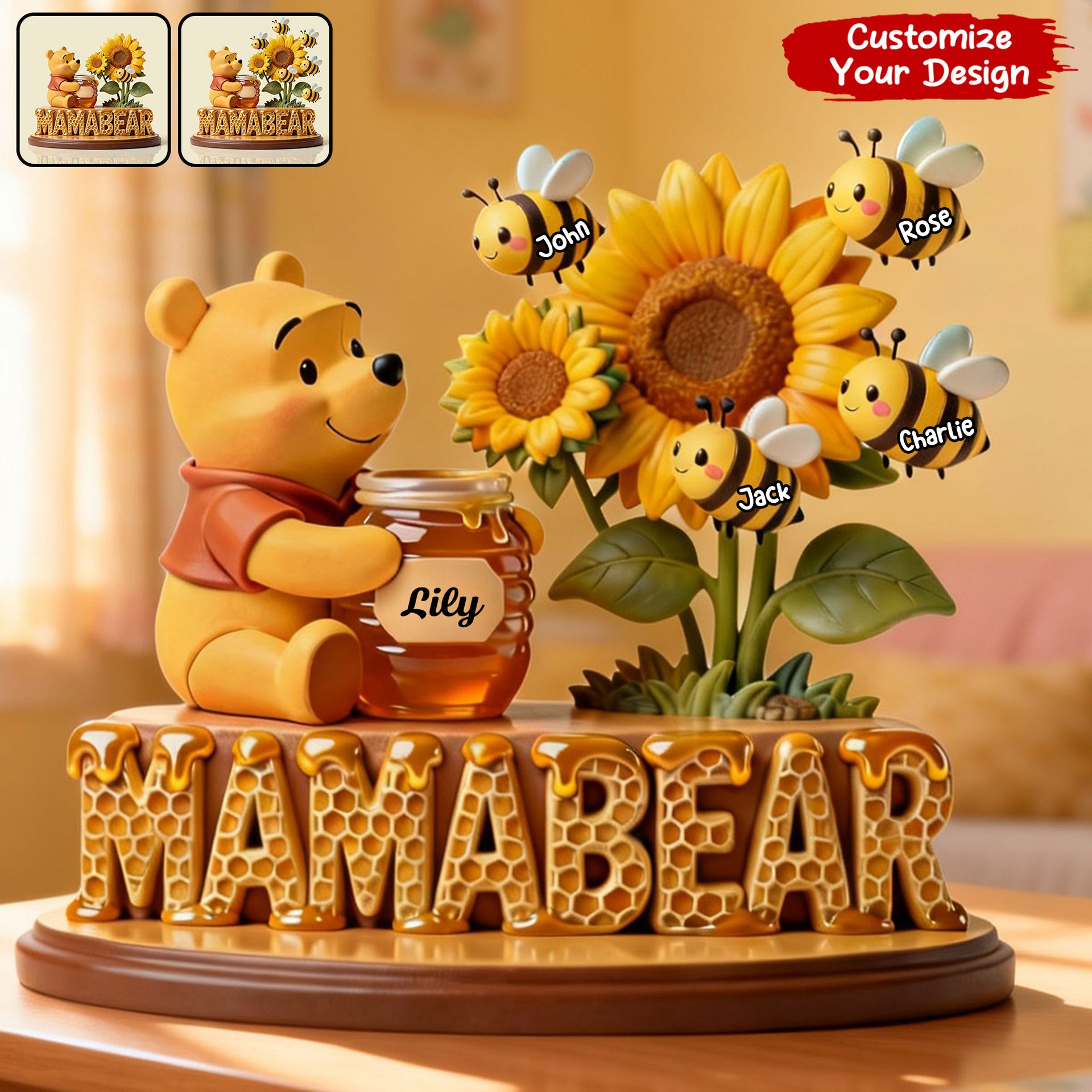 Custom Mama Bear Family Custom Shape– Personalized Gift for Mom