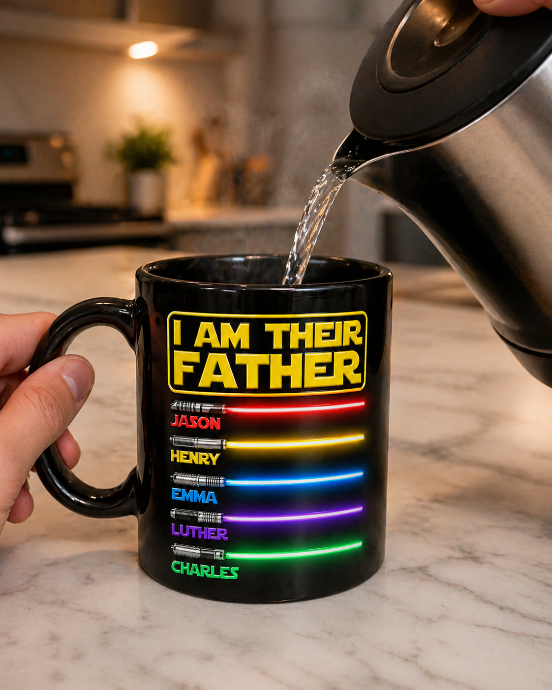 Custom Color Changing Mug for Dad – Personalized Lightsaber Mug, I Am Their Father Mug, Star Wars Gift for Dad, Father’s Day Gift