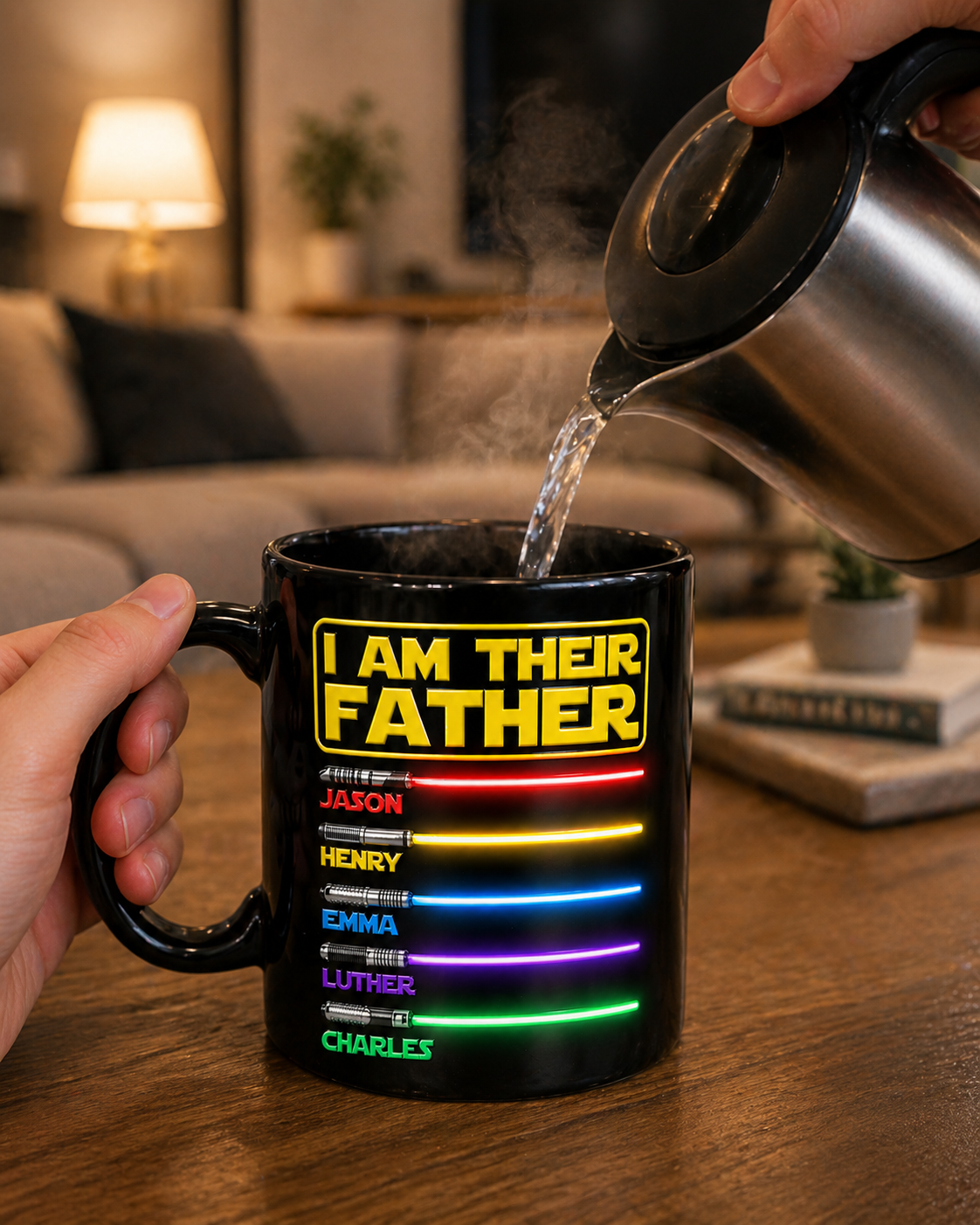 Custom Color Changing Mug for Dad – Personalized Lightsaber Mug, I Am Their Father Mug, Star Wars Gift for Dad, Father’s Day Gift