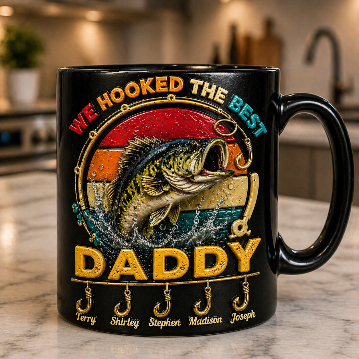 Custom Fishing Dad Mug – Personalized Fisherman Mug, We Hooked The Best Daddy Mug, Gift for Dad from Kids, Father’s Day Fishing Gift
