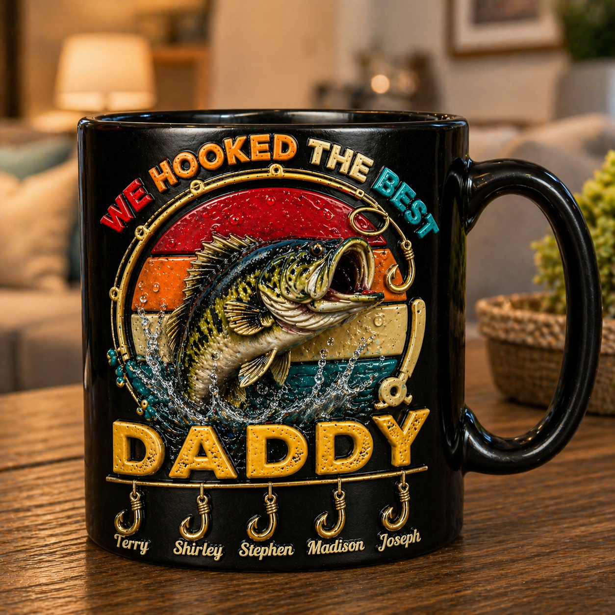 Custom Fishing Dad Mug – Personalized Fisherman Mug, We Hooked The Best Daddy Mug, Gift for Dad from Kids, Father’s Day Fishing Gift