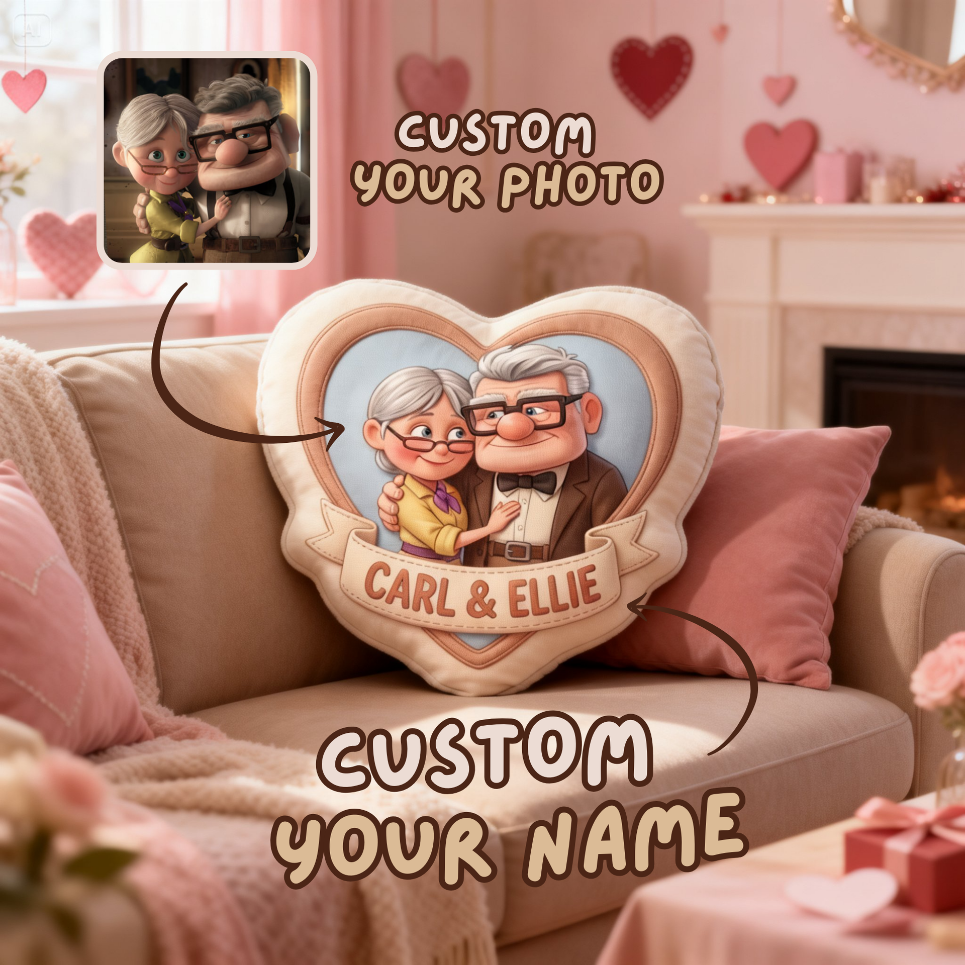 Personalized Valentine Gifts For Couples | Custom Name Heart Pillow For Cherished Memories