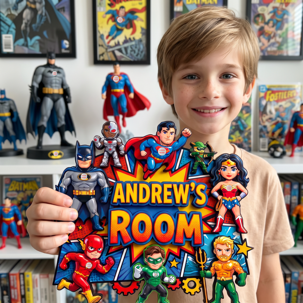 Custom Superhero Metal Sign With Name, Personalized Hero Room Wall Decor, Gift for Comic Fans and Superhero Lovers hn01102026