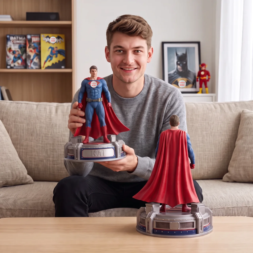 Custom Superhero Figurine With Photo and Name, Personalized Hero Statue Display, Gift for Comic Fans and Superhero Lovers hn02102026