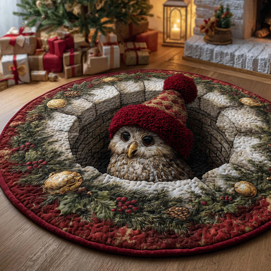 Owl Holiday Delight Quilted Round Mat GFTOHD12530